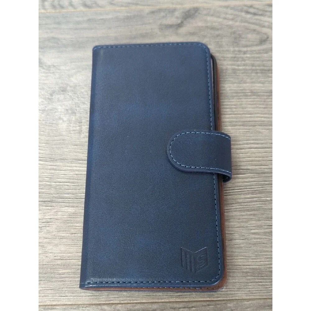 Samsung S25 Wallet Case Navy PU Leather